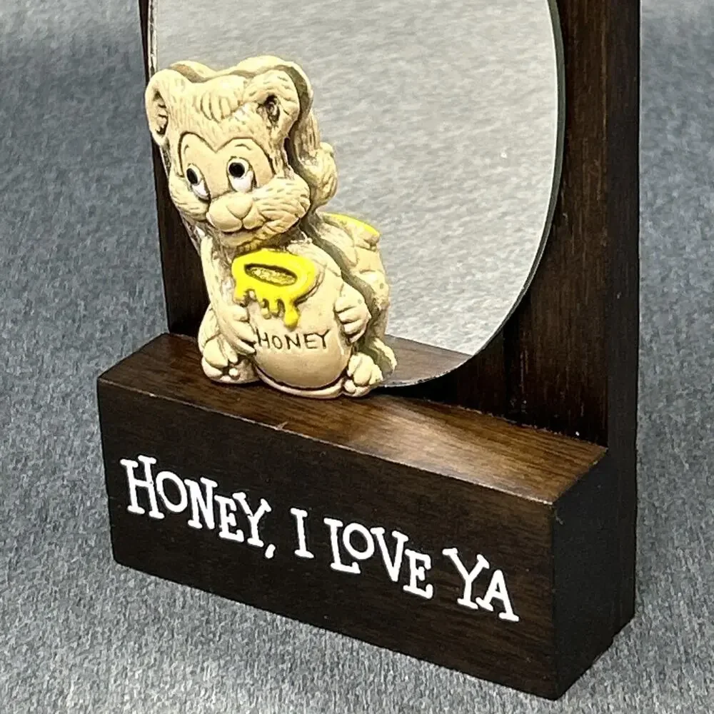 Vintage 1975 Reflections of Love Mirror Wall Decor Honey I Love Ya Kitschy Bear